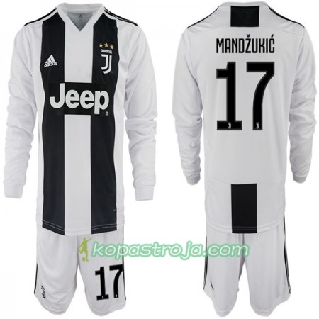 Billiga Fotbollströjor Juventus Mario Mandzukic 17 Barn Hemma tröja 2018/19 Långärmad